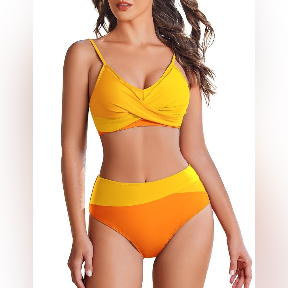 Orange and Yellow Women's Bikini Set